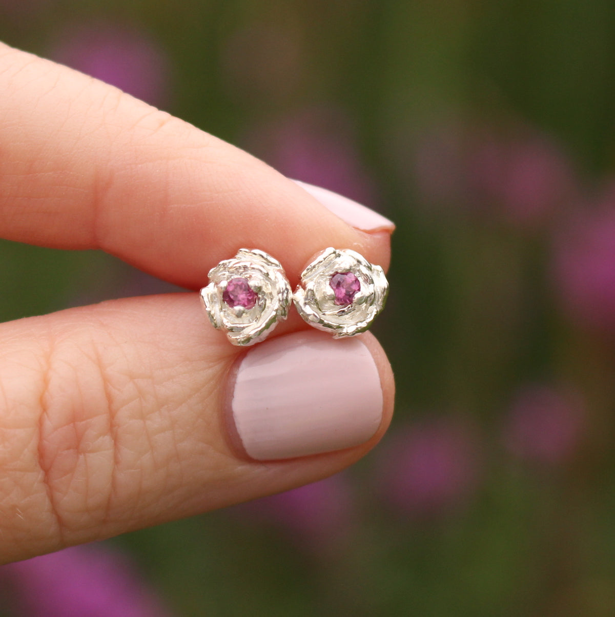 peony earrings with garnet