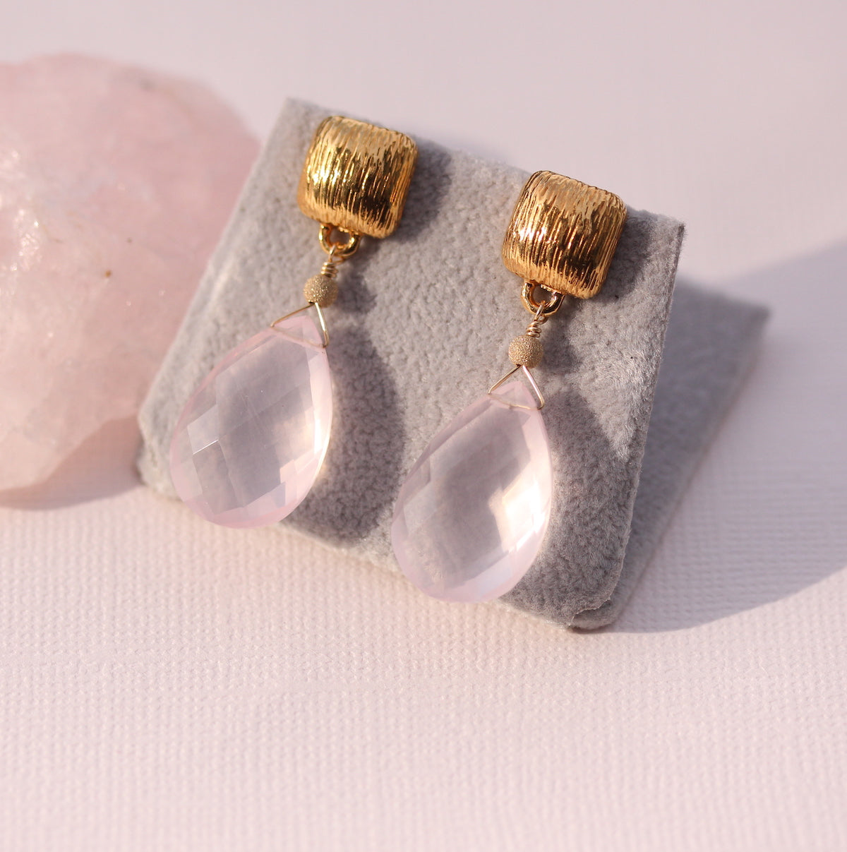 Large drop earring with gemstone