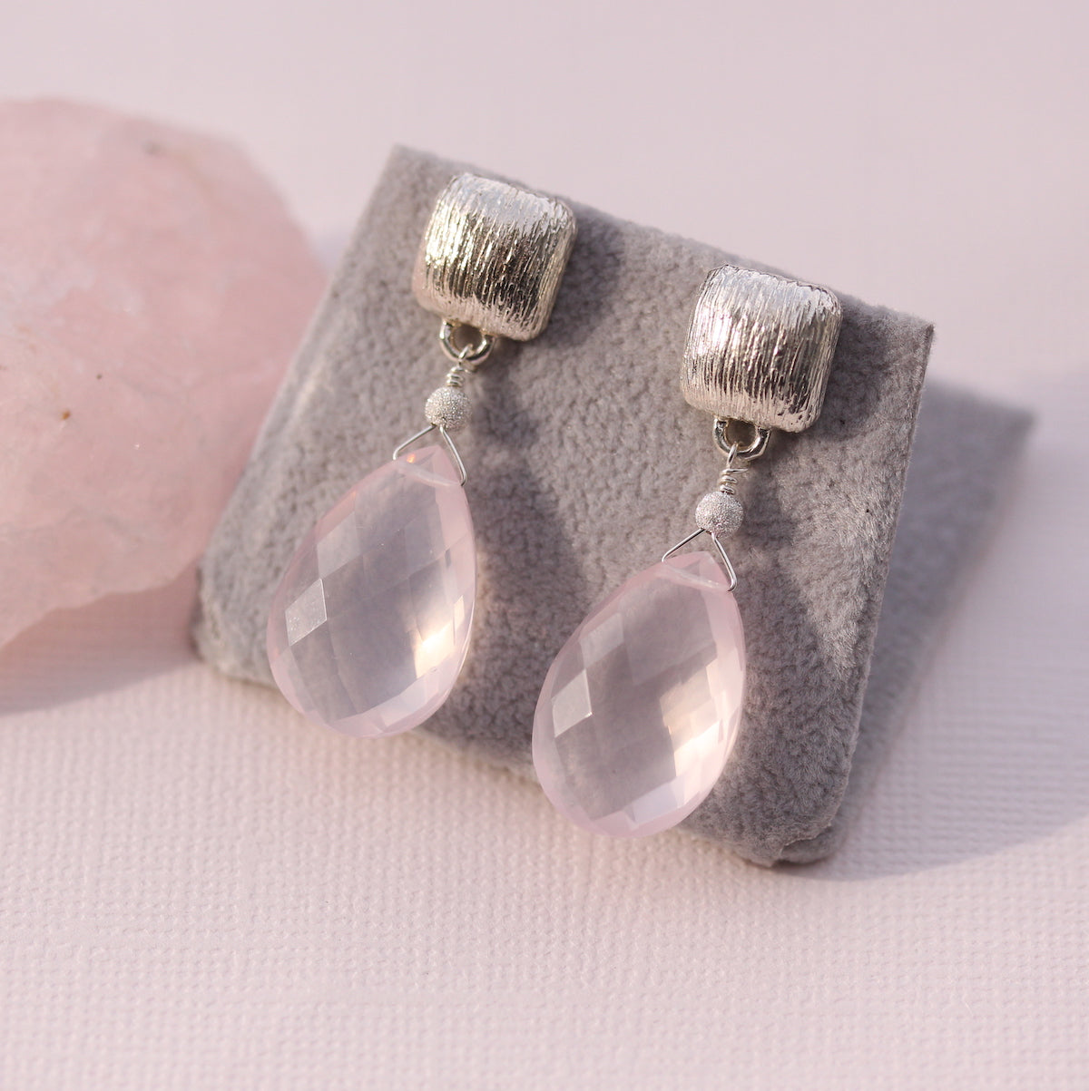 Large drop earring with gemstone