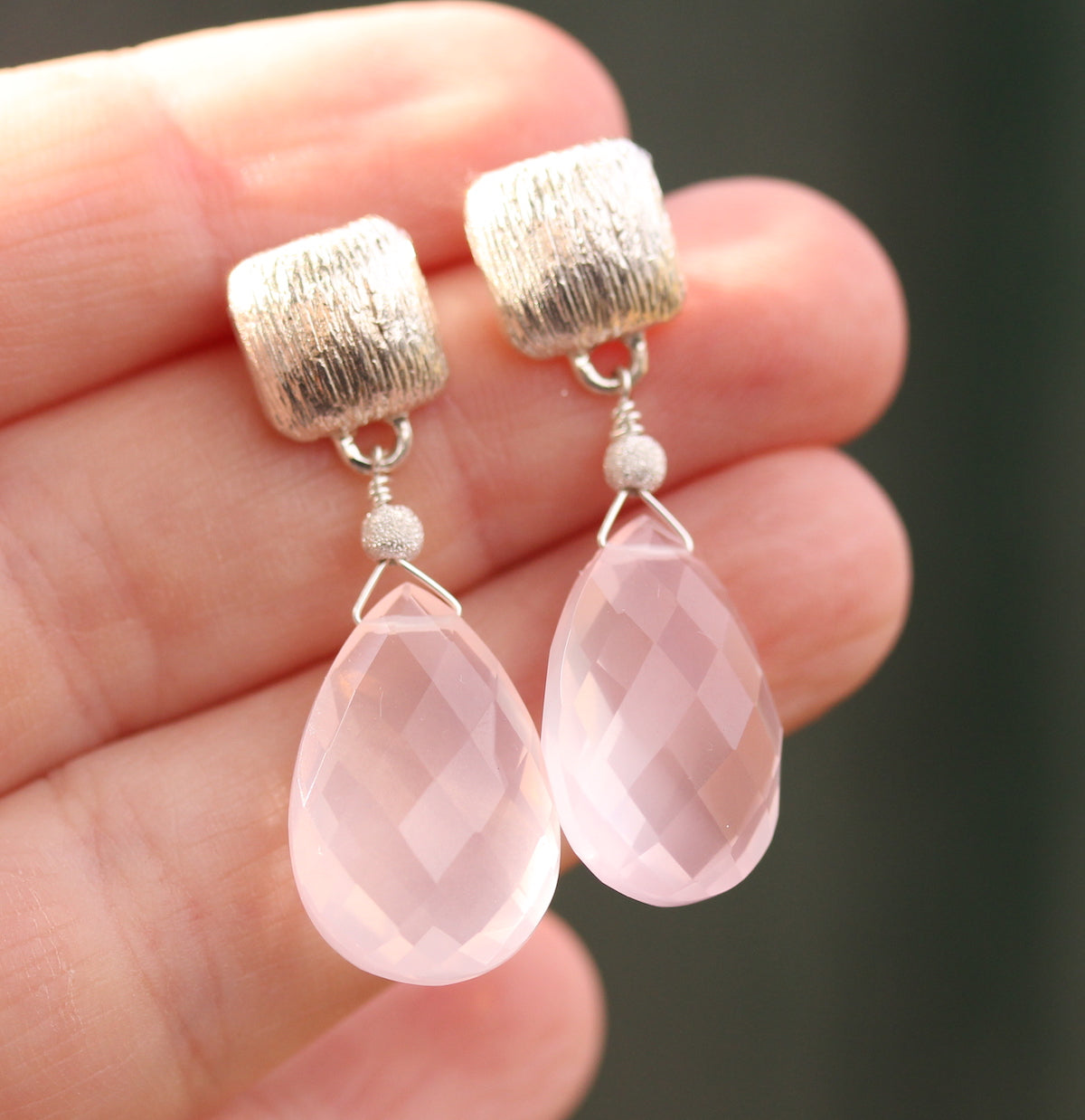 Large drop earring with gemstone