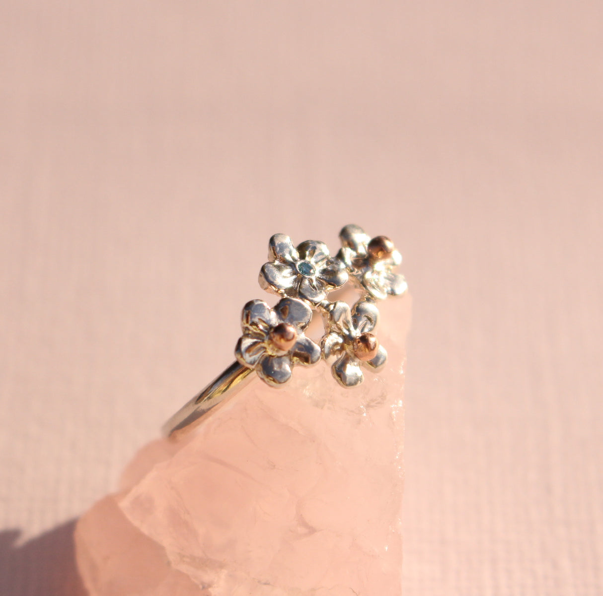 Forget me not Ring with blue diamond