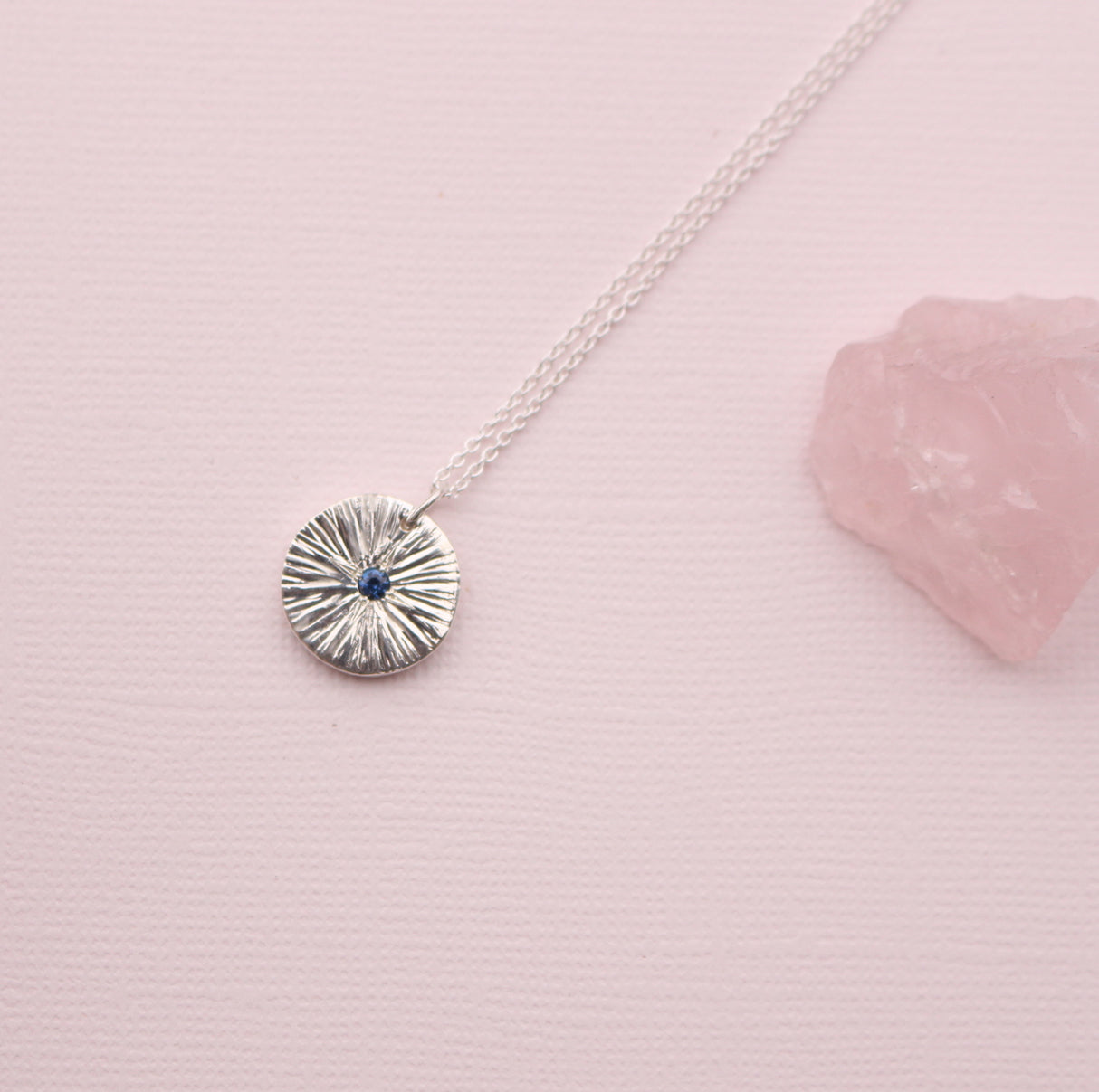 Starburst Medallion necklace with Sapphire