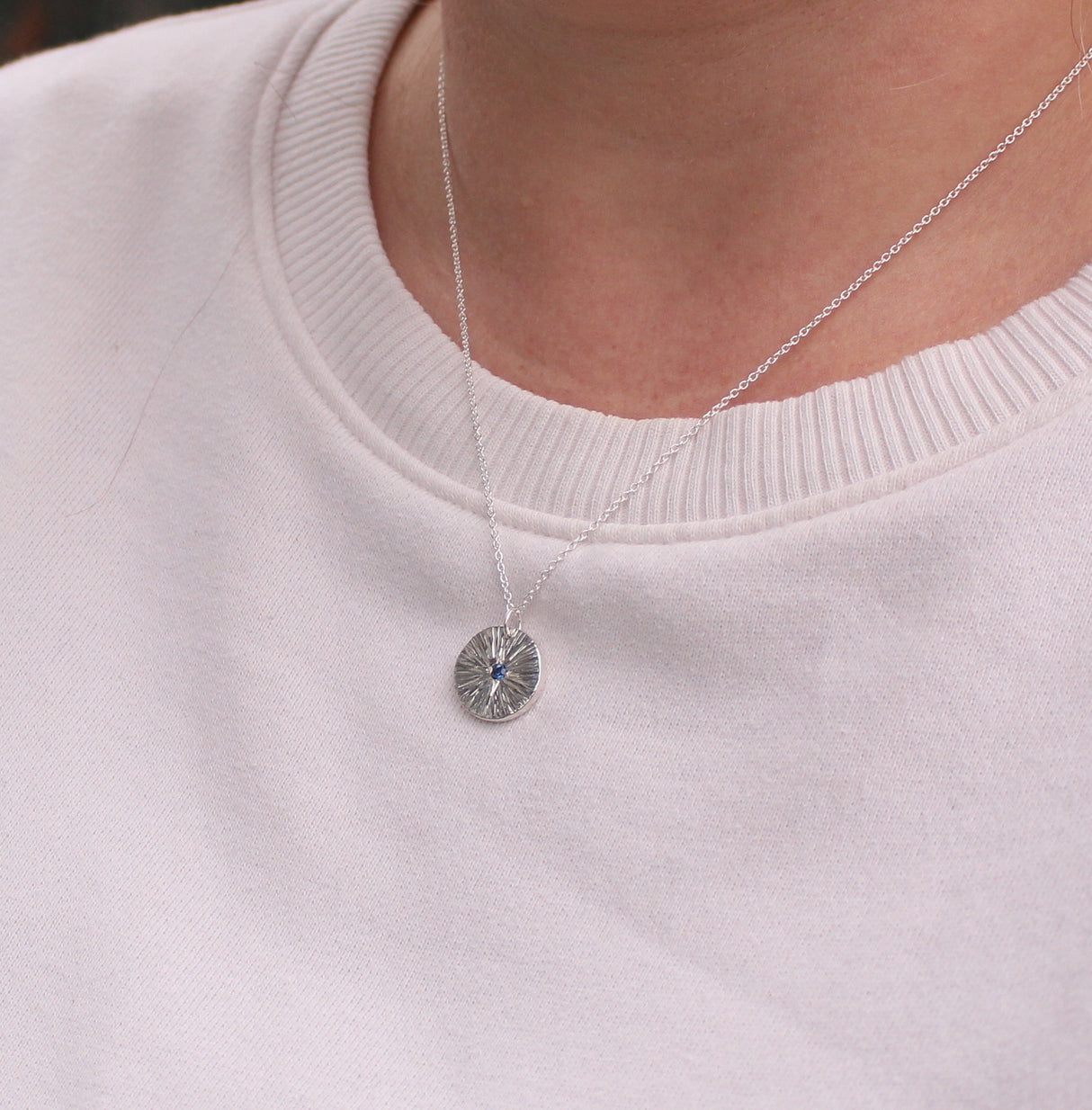 Starburst Medallion necklace with Sapphire