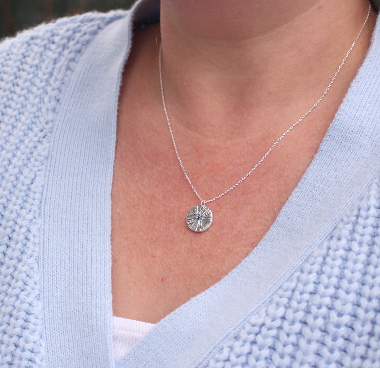 Starburst Medallion necklace with Sapphire