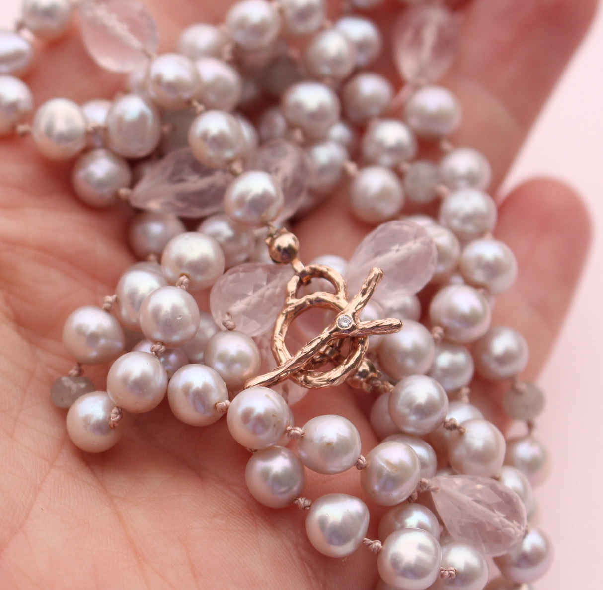 Long gray pearl necklace