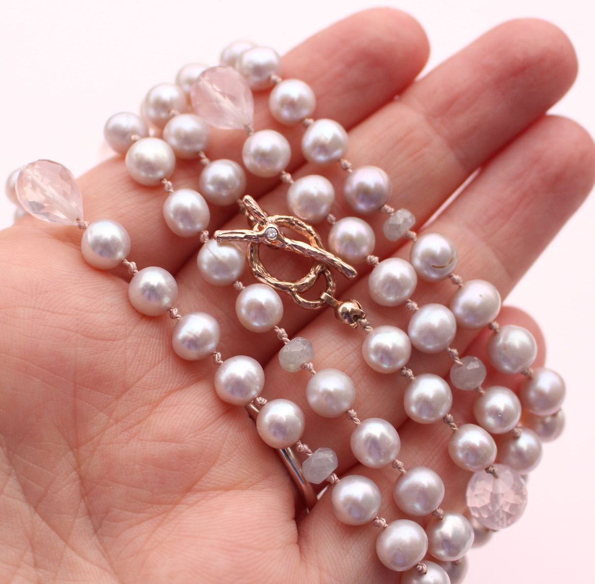 Long gray pearl necklace