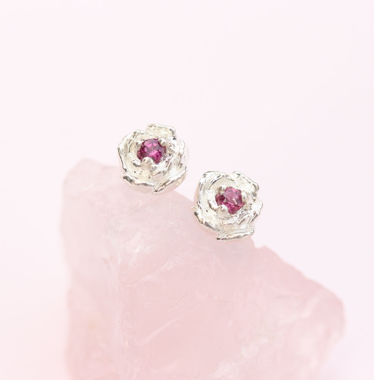 peony earrings with garnet