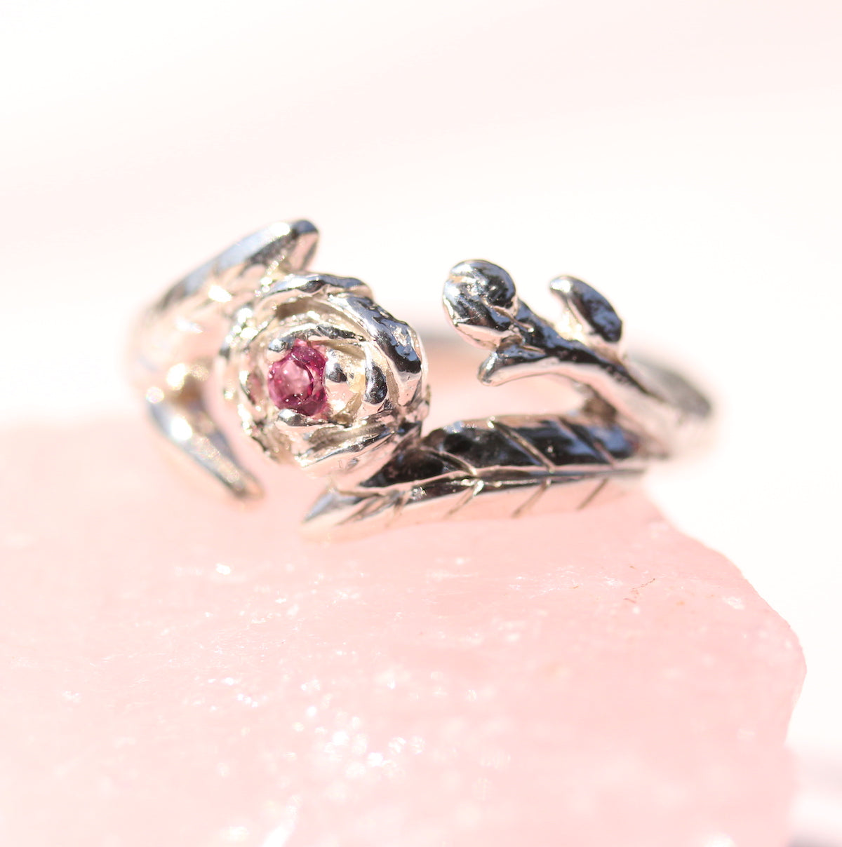 peony ring with pink tourmaline