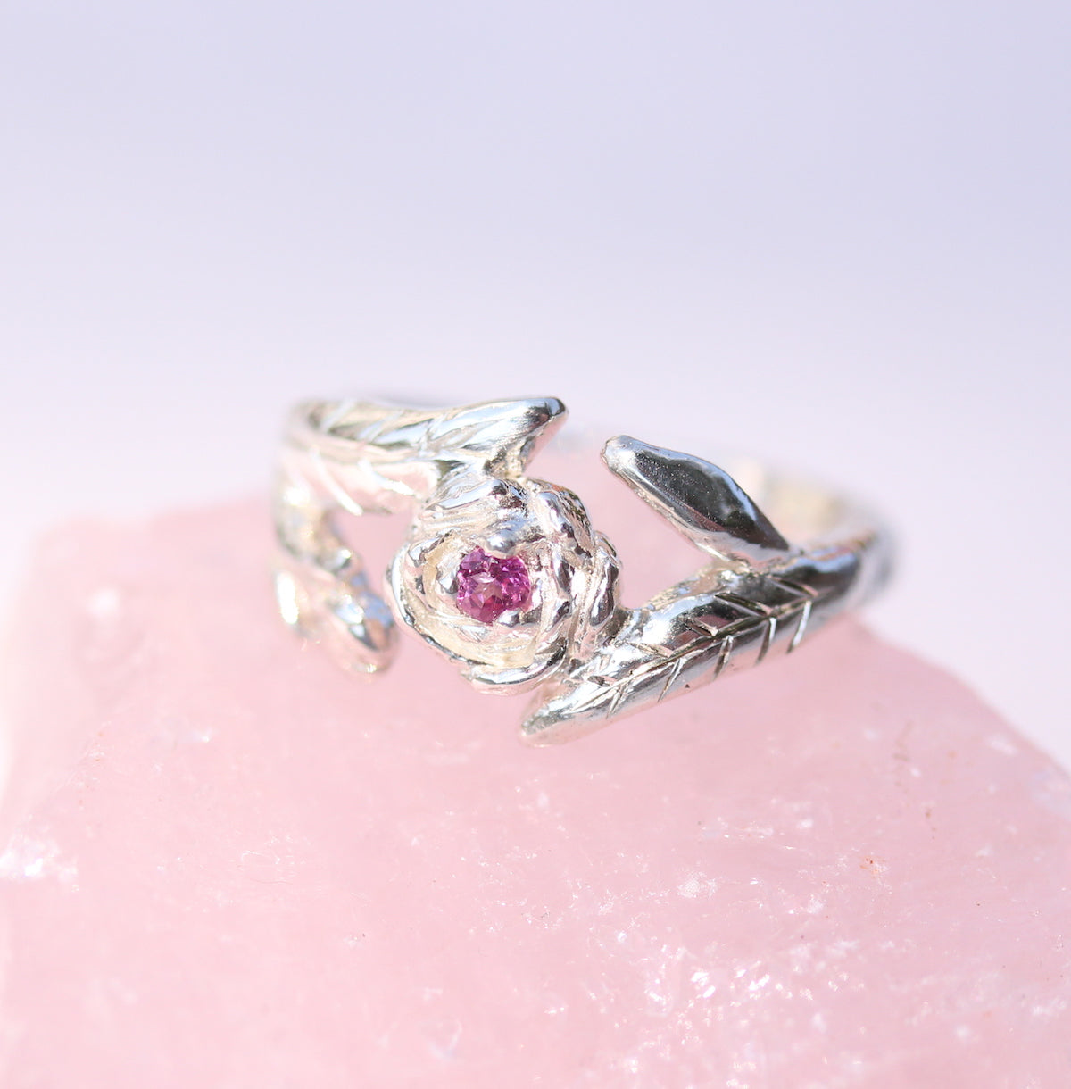 peony ring with pink tourmaline