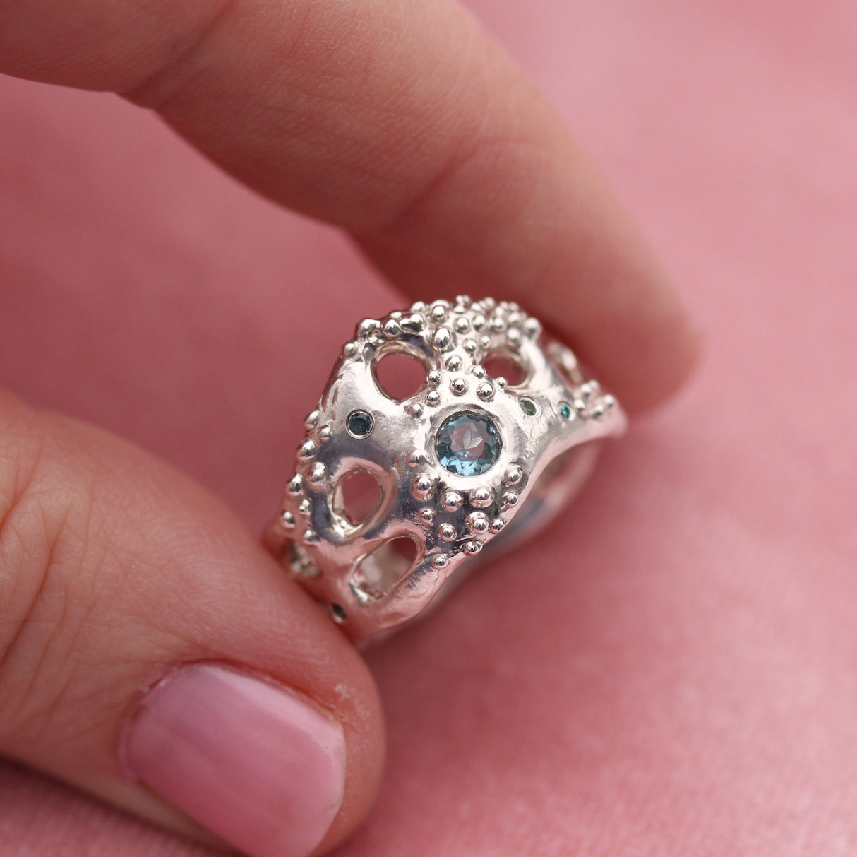 Seafoam Aquamarine & Diamond Ring - Kathryn Rebecca
