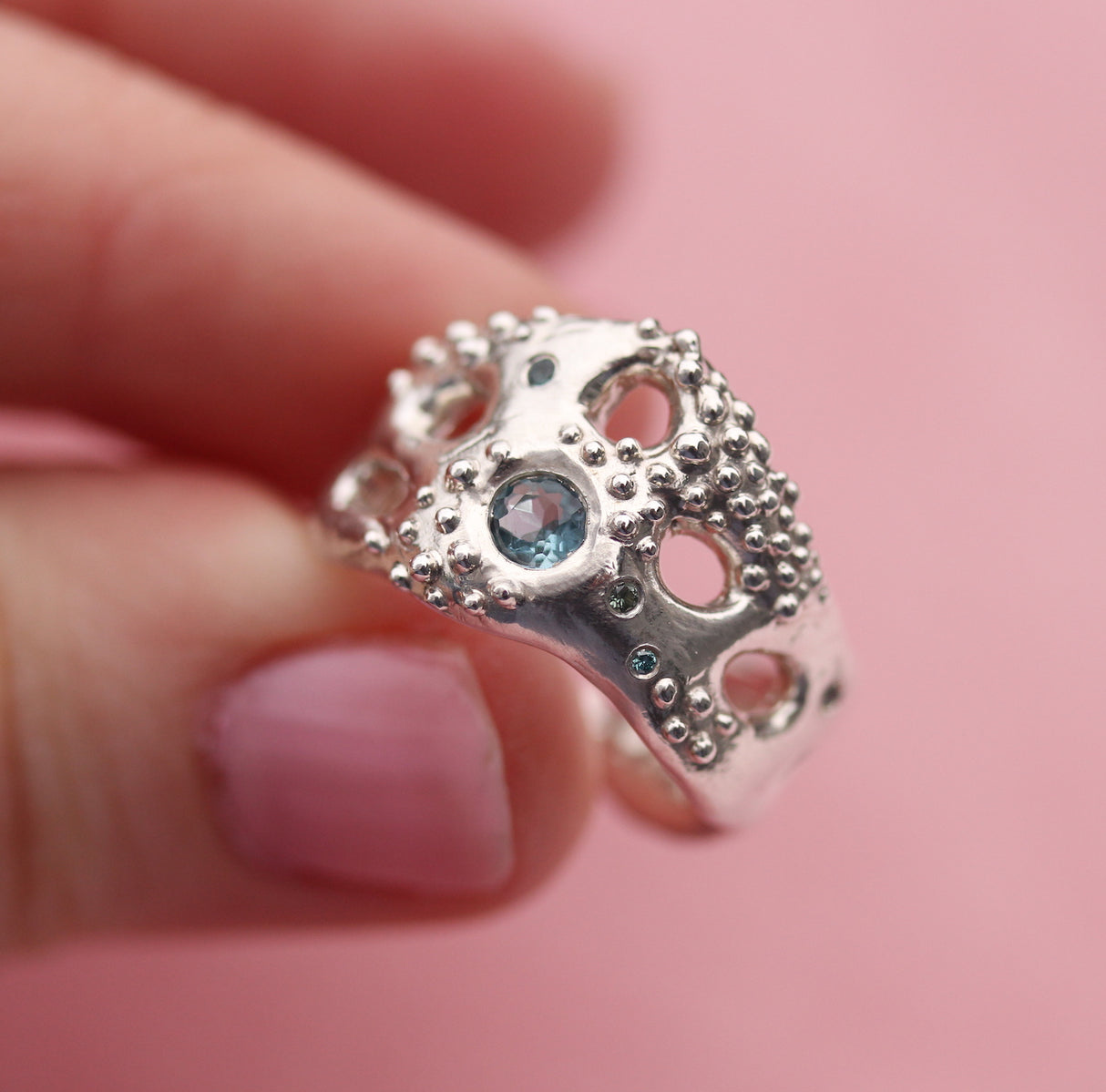 Seafoam Aquamarine & Diamond Ring - Kathryn Rebecca