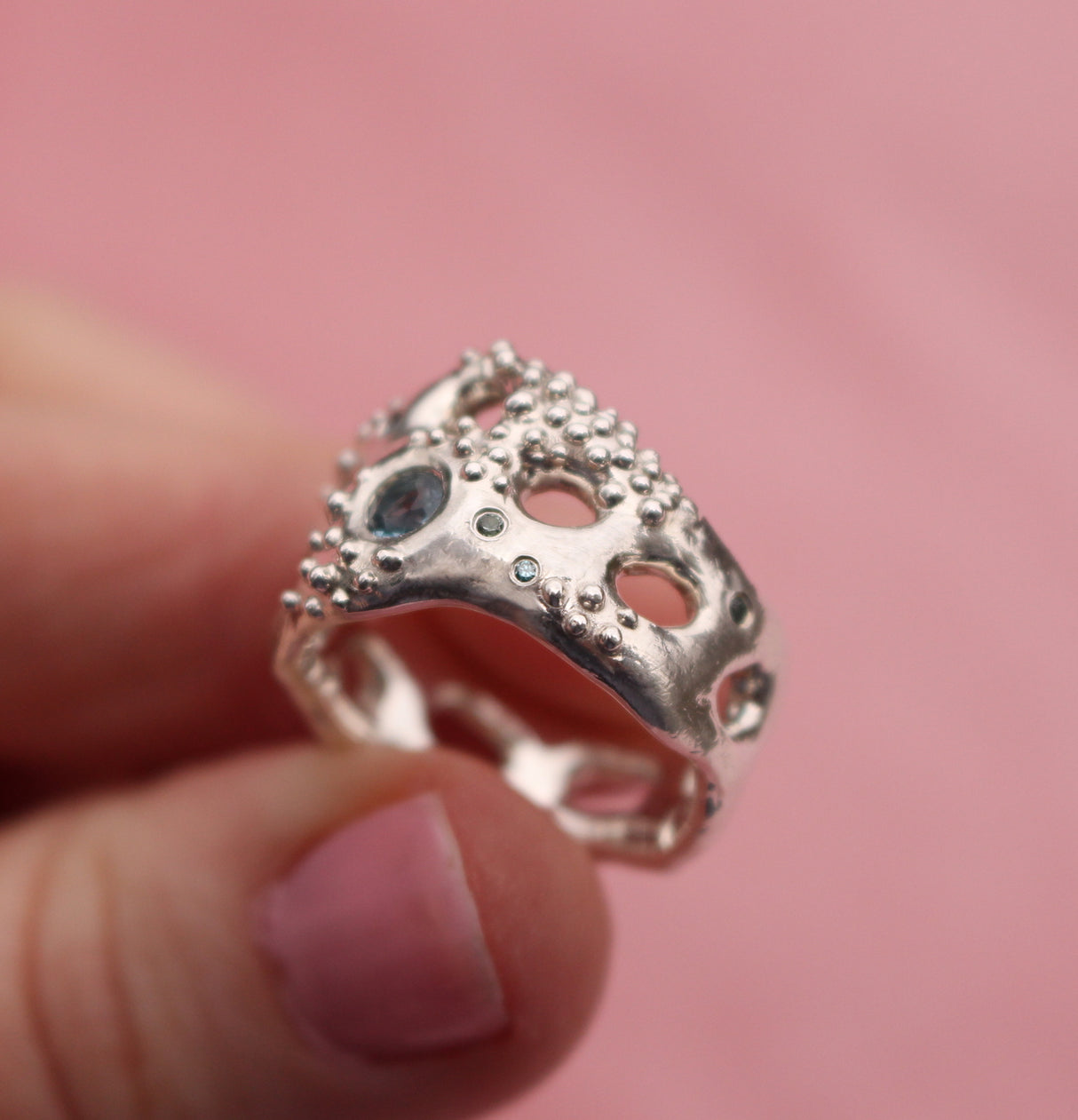 Seafoam Aquamarine & Diamond Ring - Kathryn Rebecca