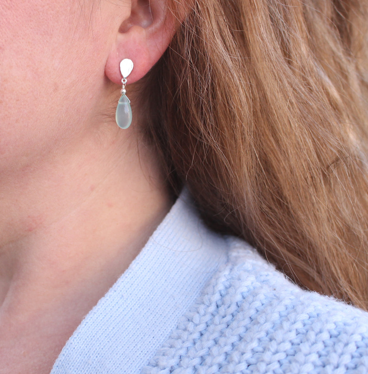 Teardrop Gemstone Drop Earrings in Sterling Silver