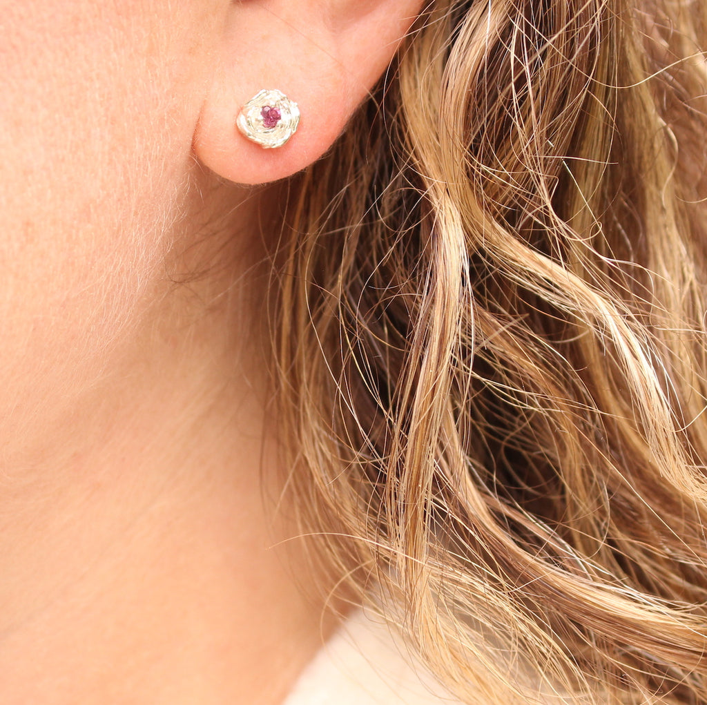 peony earrings with garnet