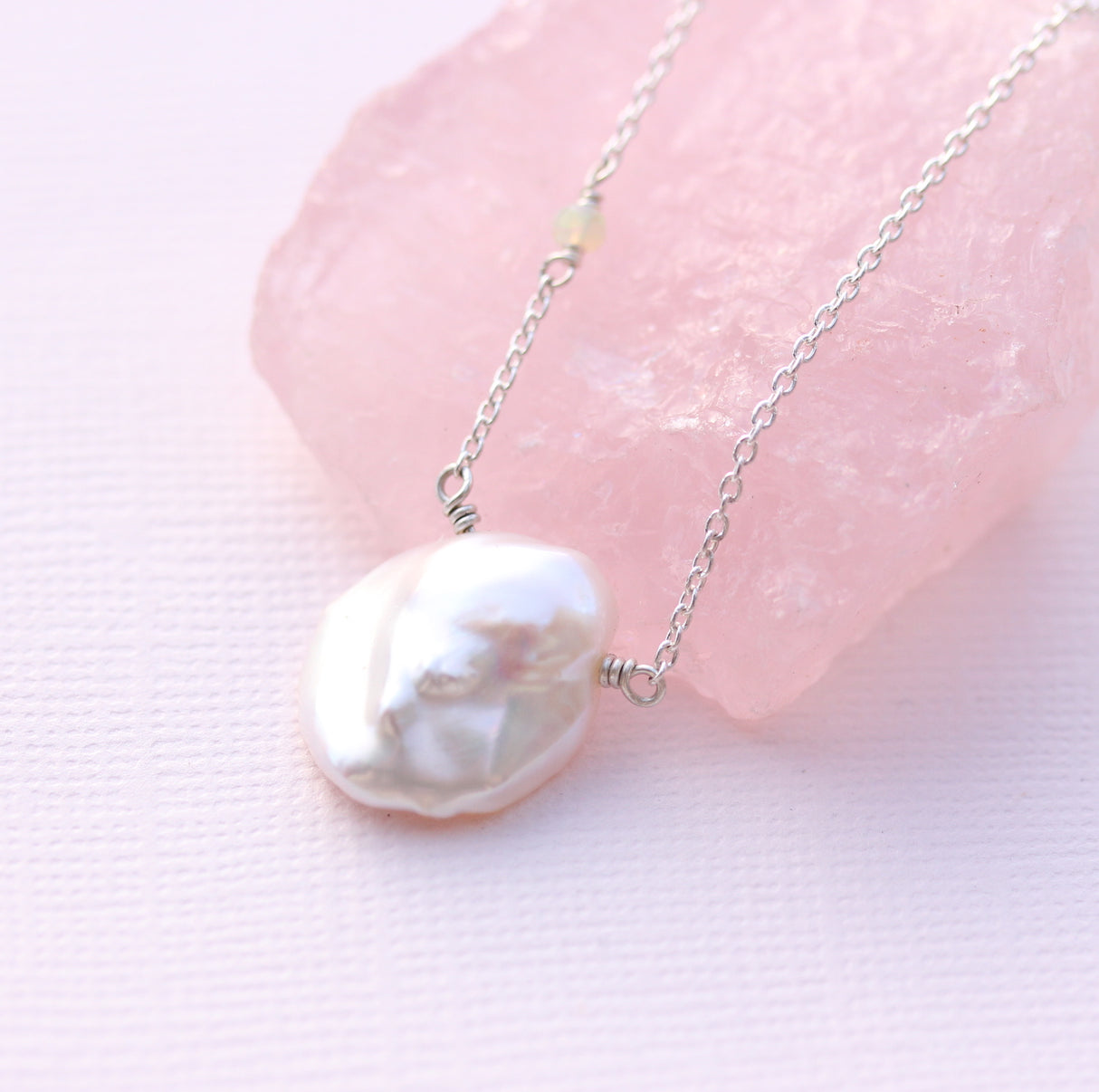 Sterling Silver Necklace with Keisha Pearl & Opal