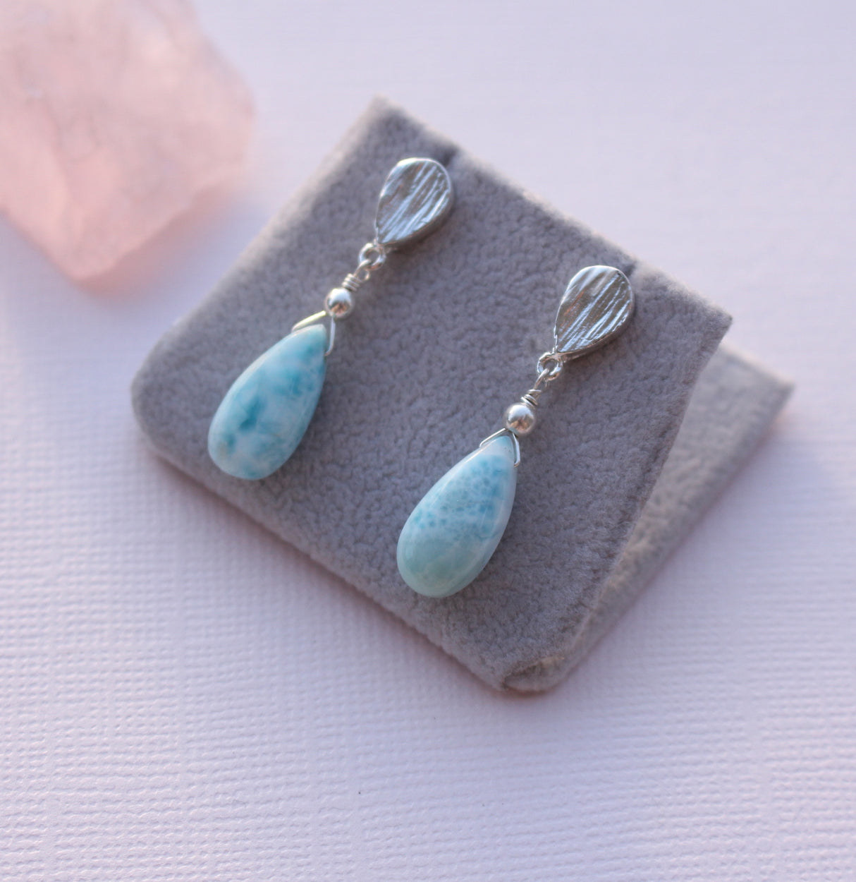 Teardrop Gemstone Drop Earrings in Sterling Silver
