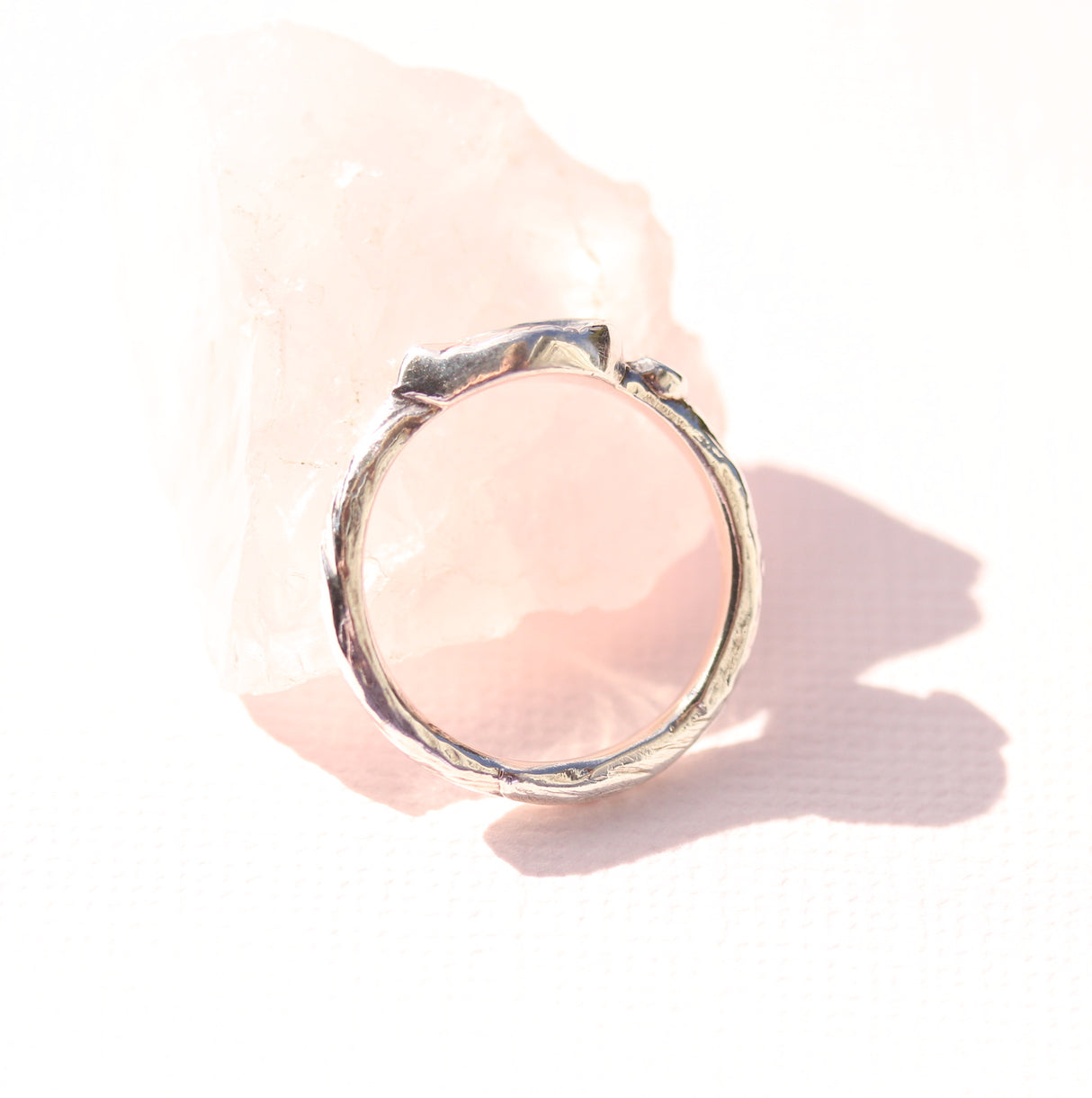 Sterling silver Leaf Ring with Emerald