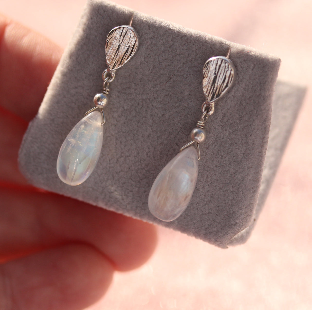 Teardrop Gemstone Drop Earrings in Sterling Silver