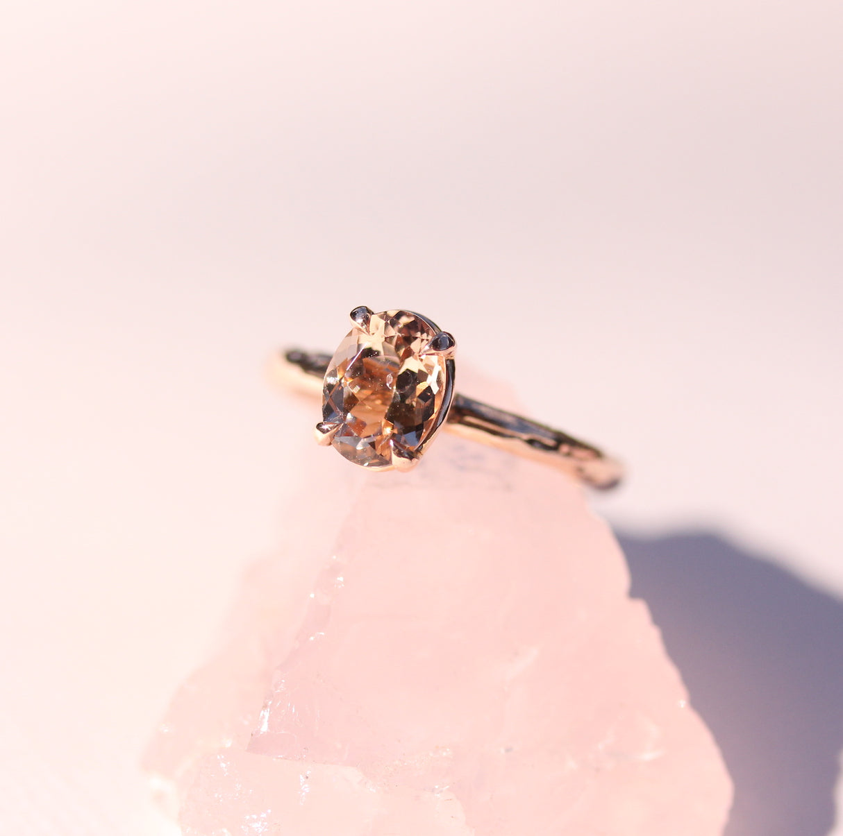 Nature-Inspired Morganite Ring in 14k Rose Gold