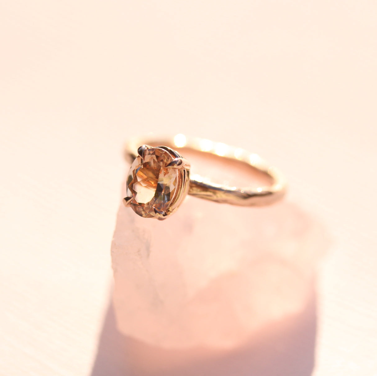 Nature-Inspired Morganite Ring in 14k Rose Gold