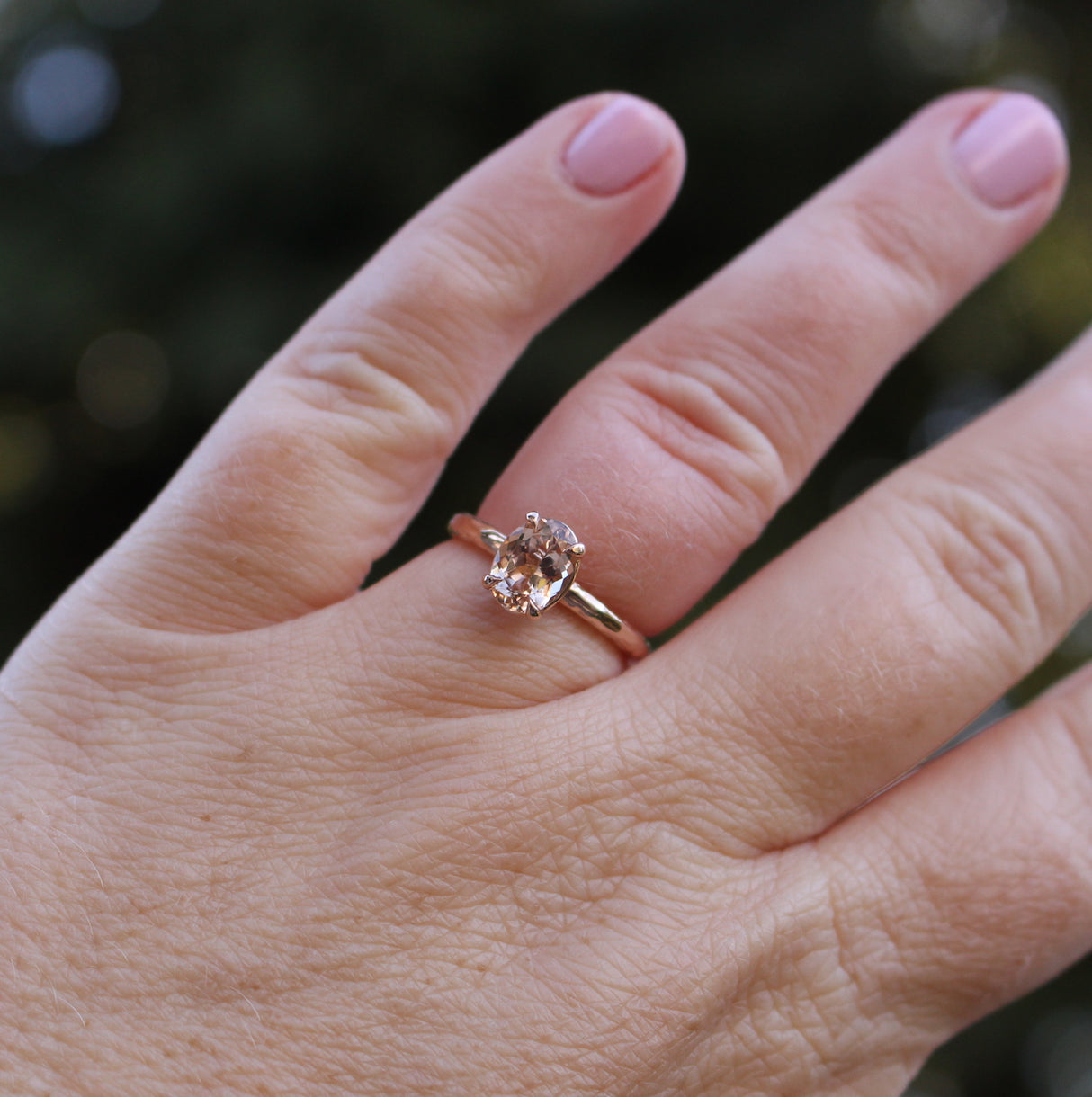 Nature-Inspired Morganite Ring in 14k Rose Gold