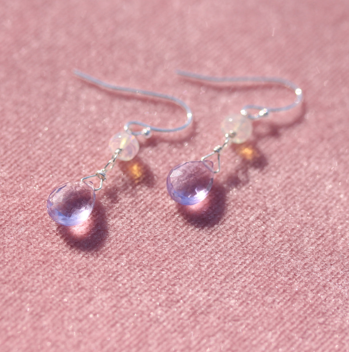 Opal and Amethyst Drop Earrings