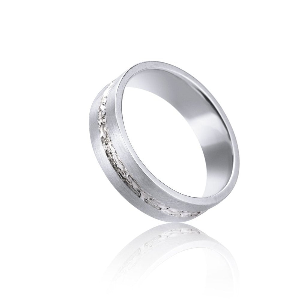 Men's classic band with branch inset - Kathryn Rebecca