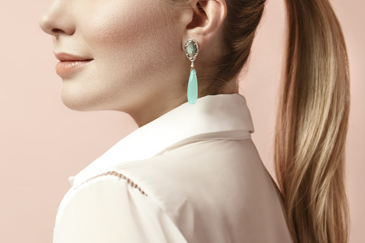 Labradorite and Chalcedony drops - Kathryn Rebecca