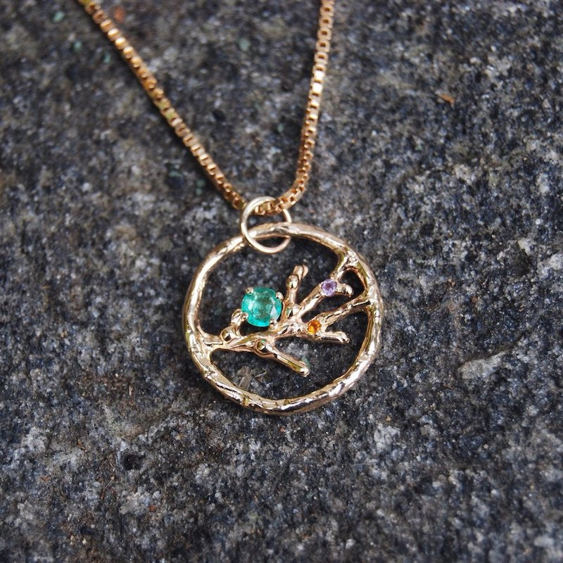 Branch birthstone necklace