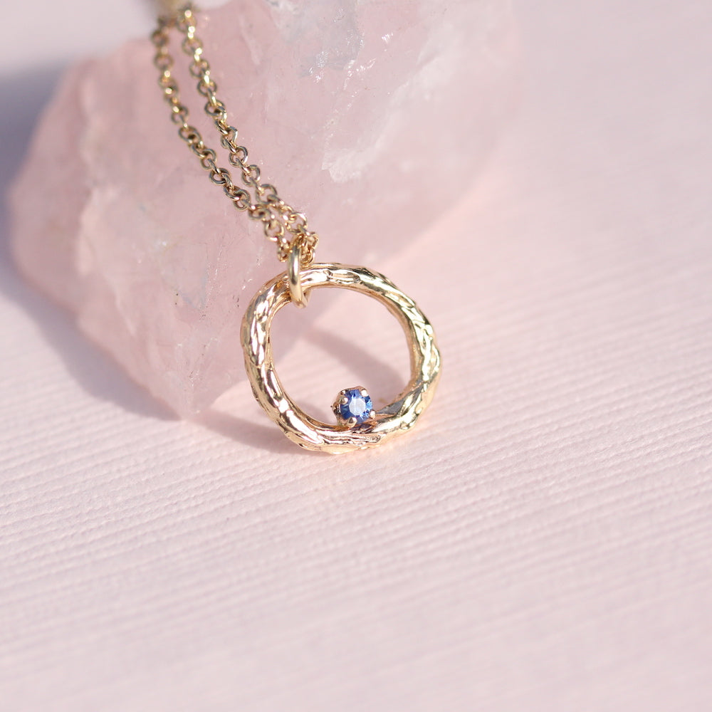Blooming Branch Circle with Sapphire Necklace