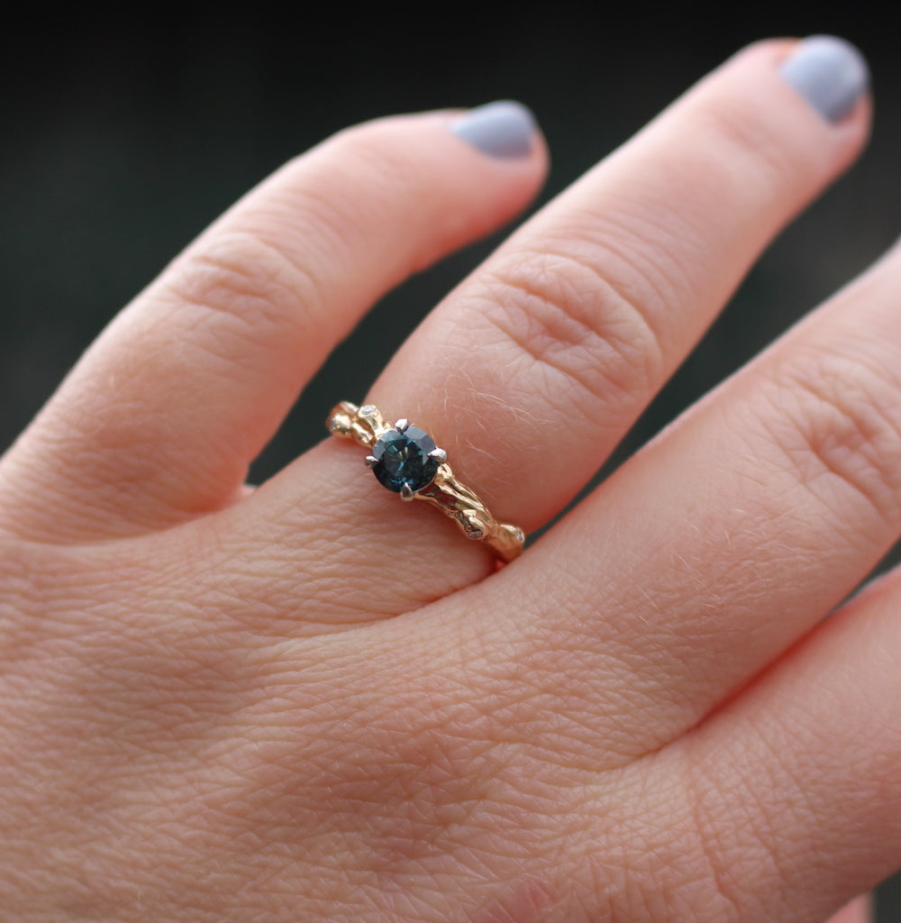 Nature-Inspired Sapphire & Diamond Branch Engagement Ring