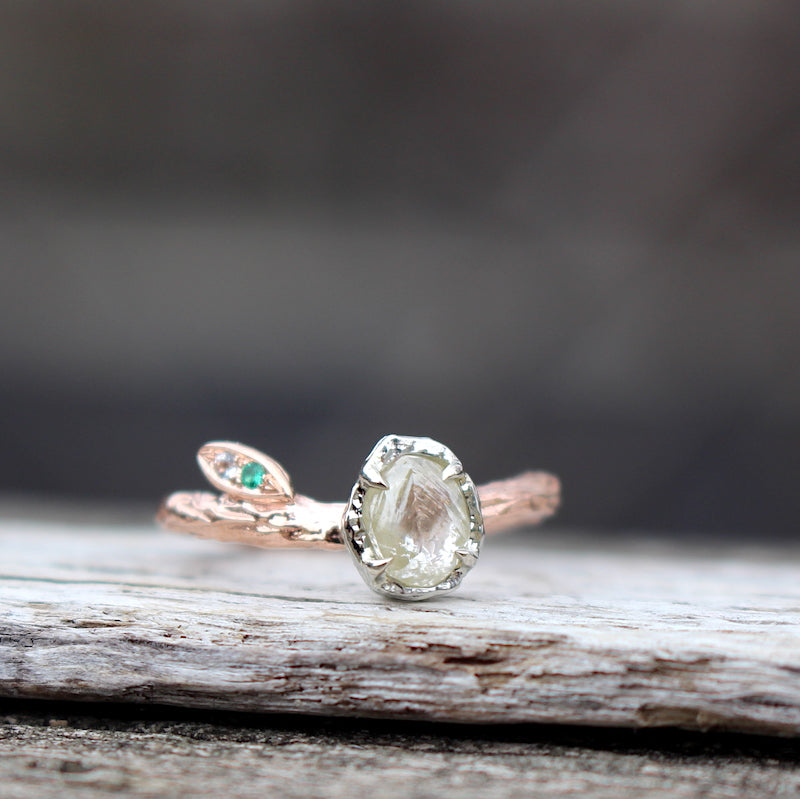 Rough diamond solitaire ring