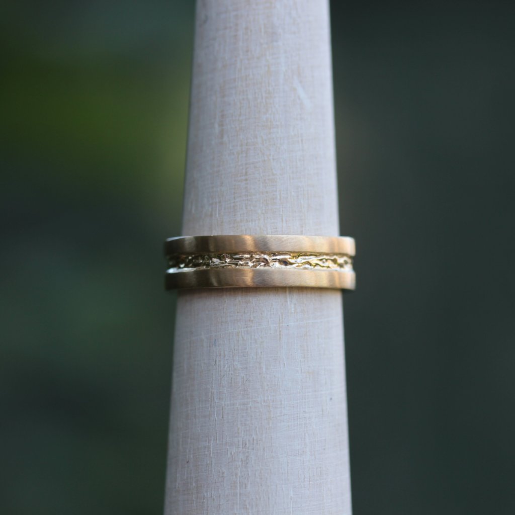 Men's classic band with branch inset - Kathryn Rebecca