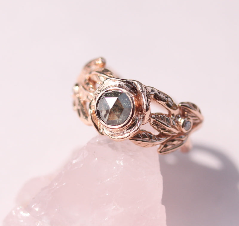 Rose cut rose gold ring