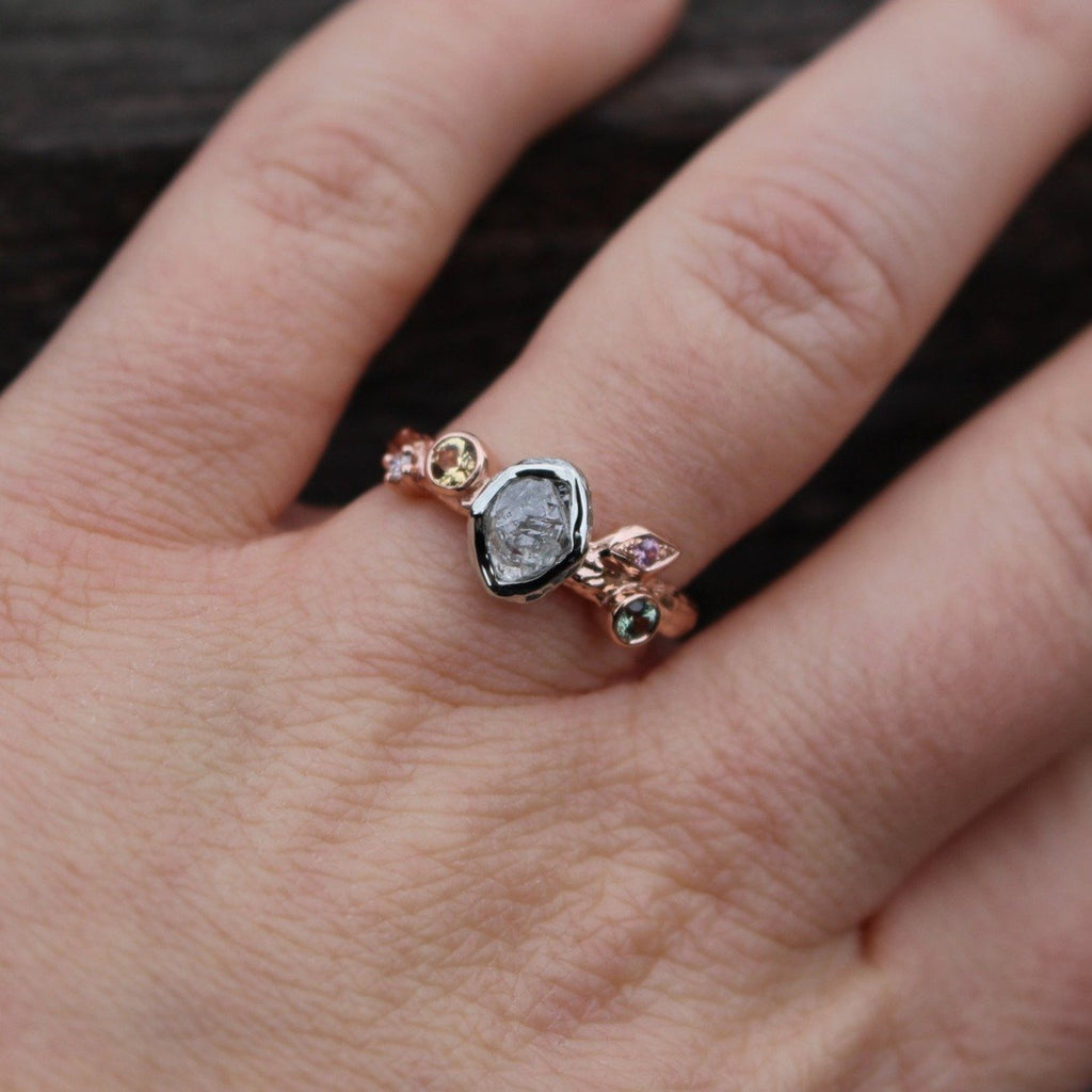 Rough diamond leaf and branch engagement ring - Kathryn Rebecca