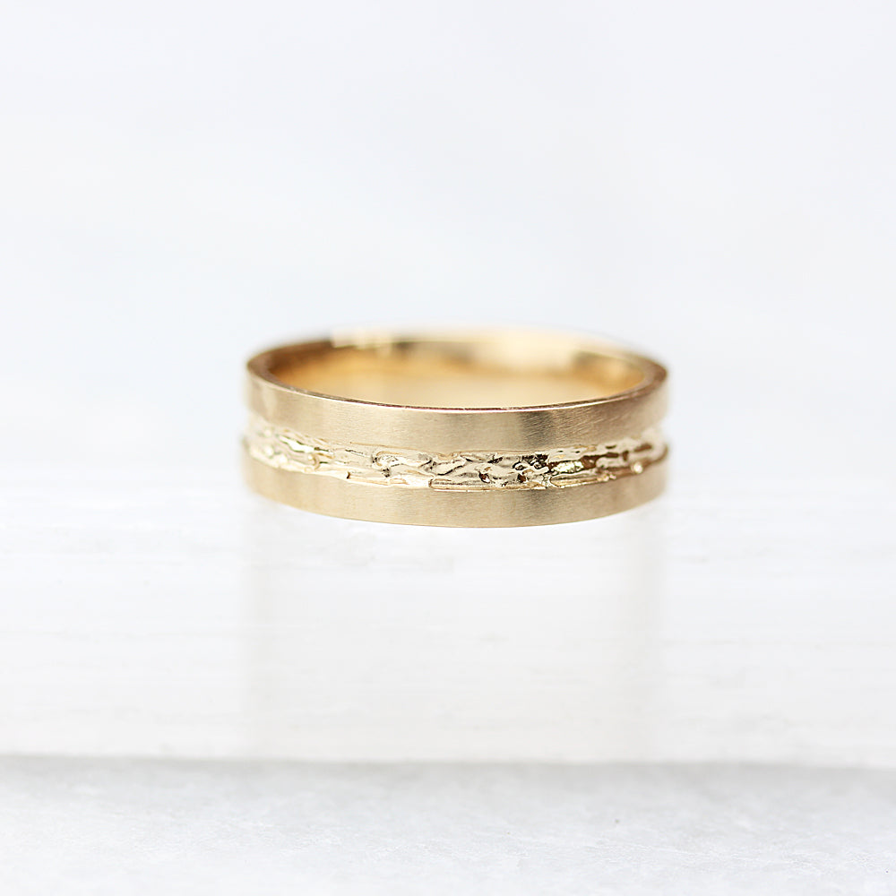 Men's classic band with branch inset - Kathryn Rebecca