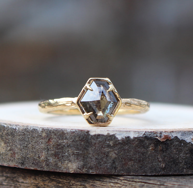 Hexagon diamond ring