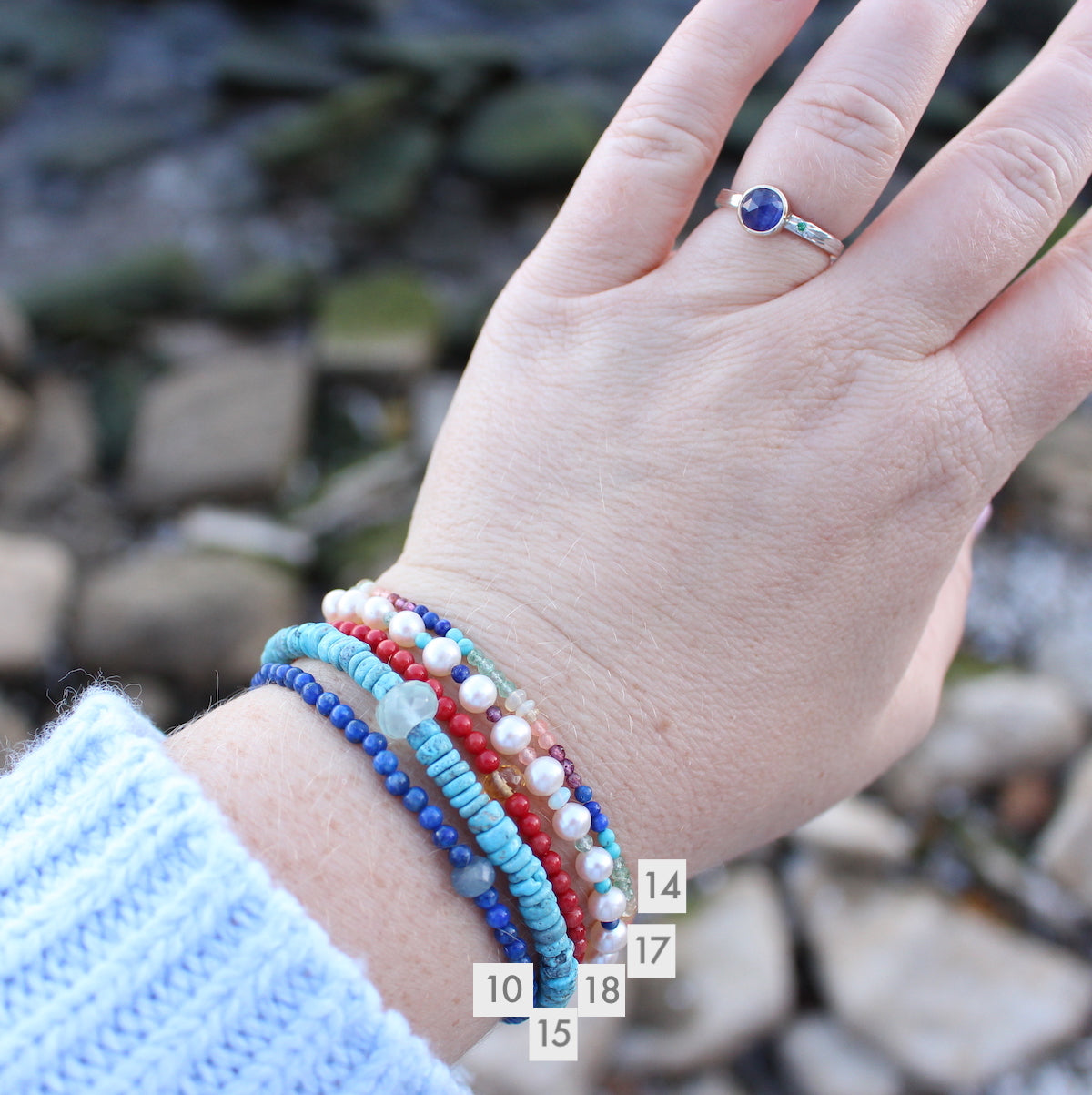 Gemstone stacking bracelets