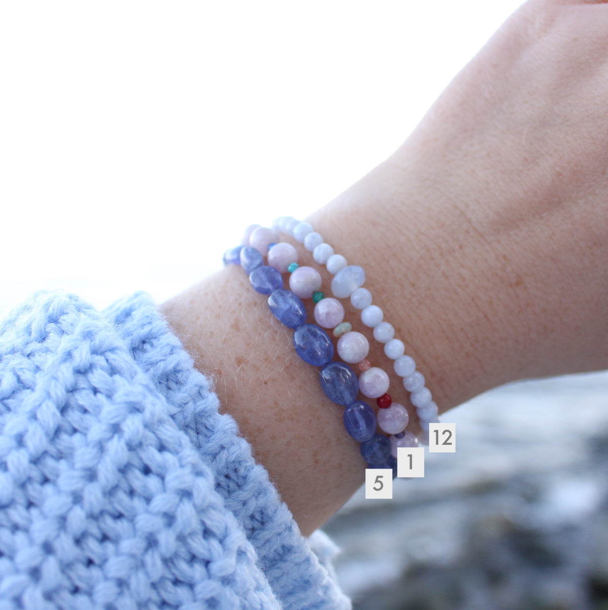 Gemstone stacking bracelets
