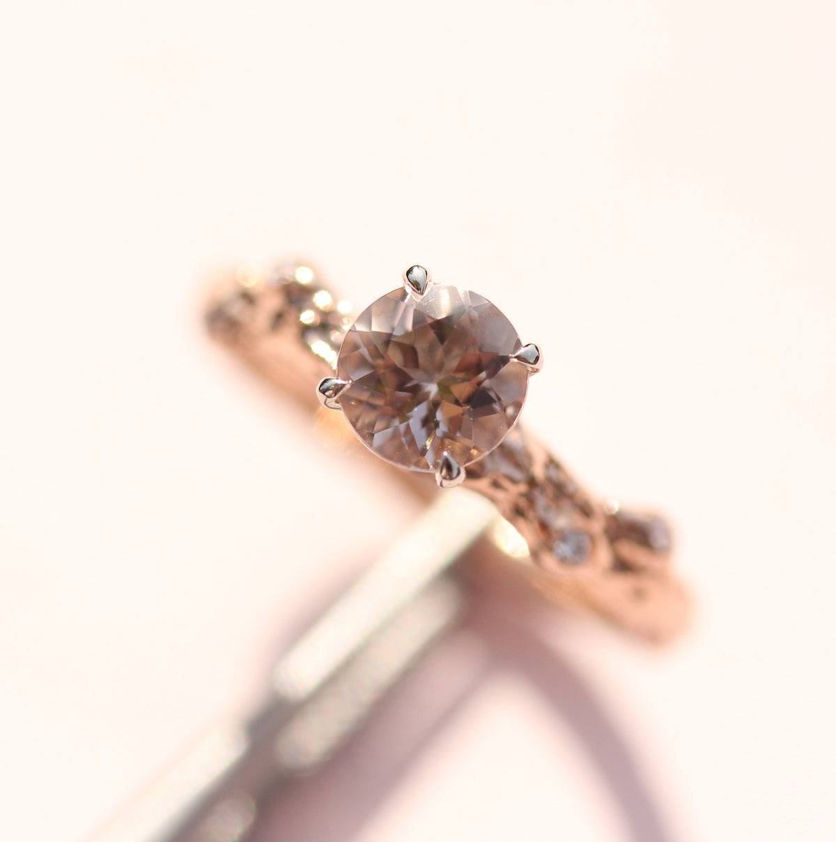 pale pink gemstone engagement ring