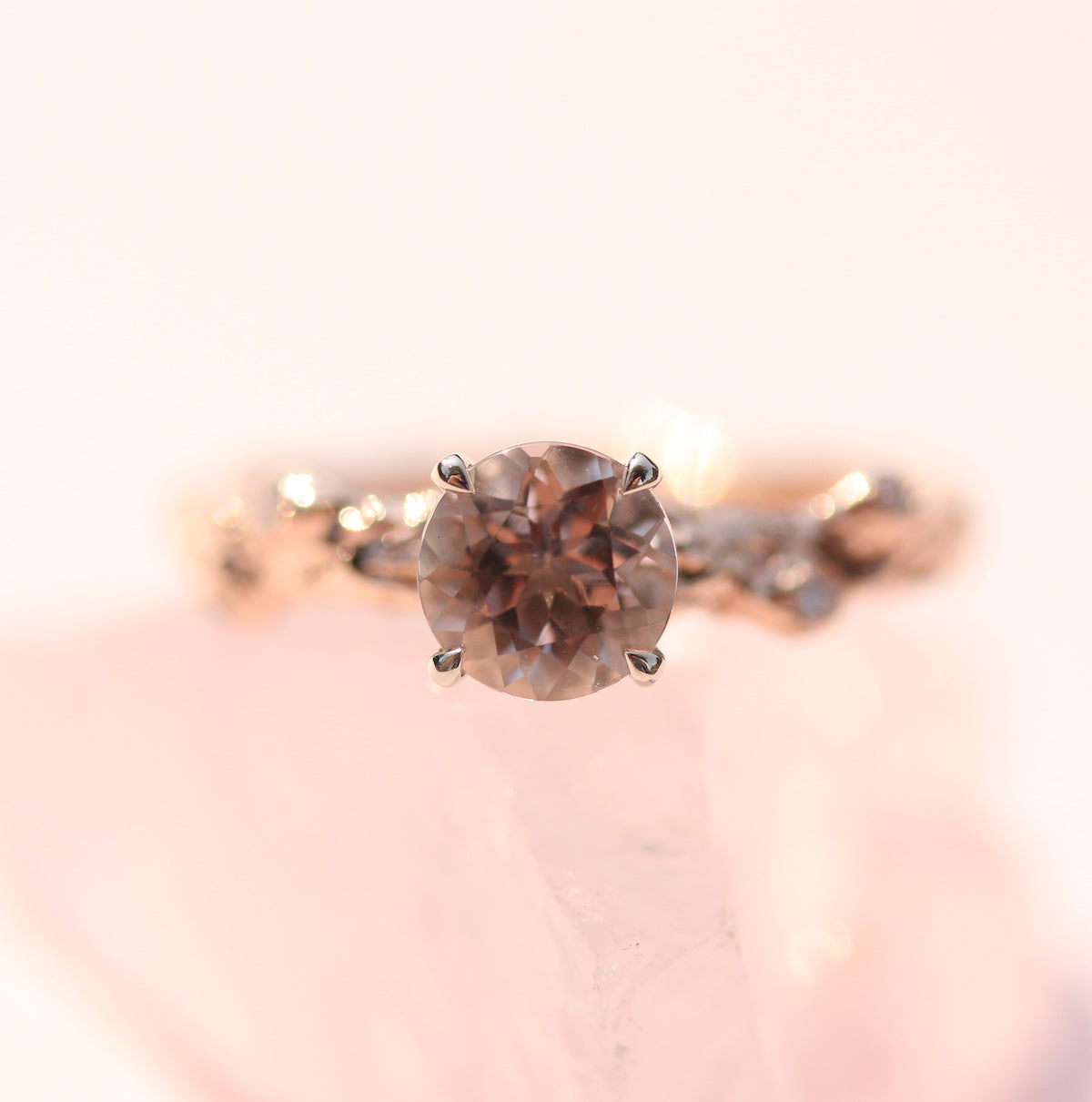 peachy pink gemstone ring