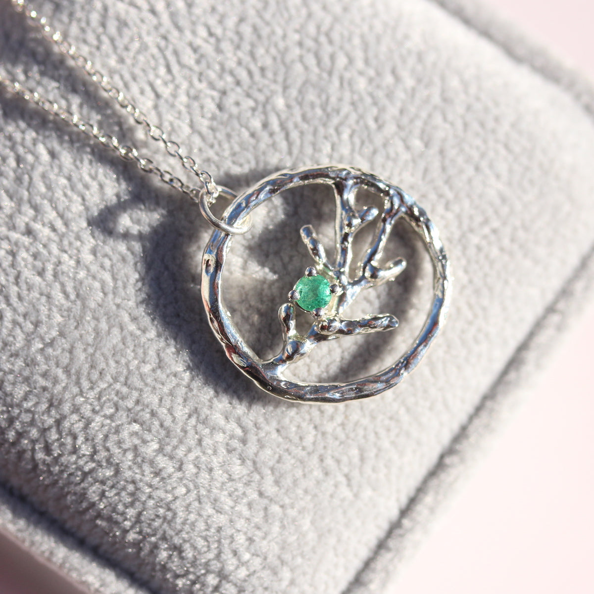Large Circle pendant - Blooming branches