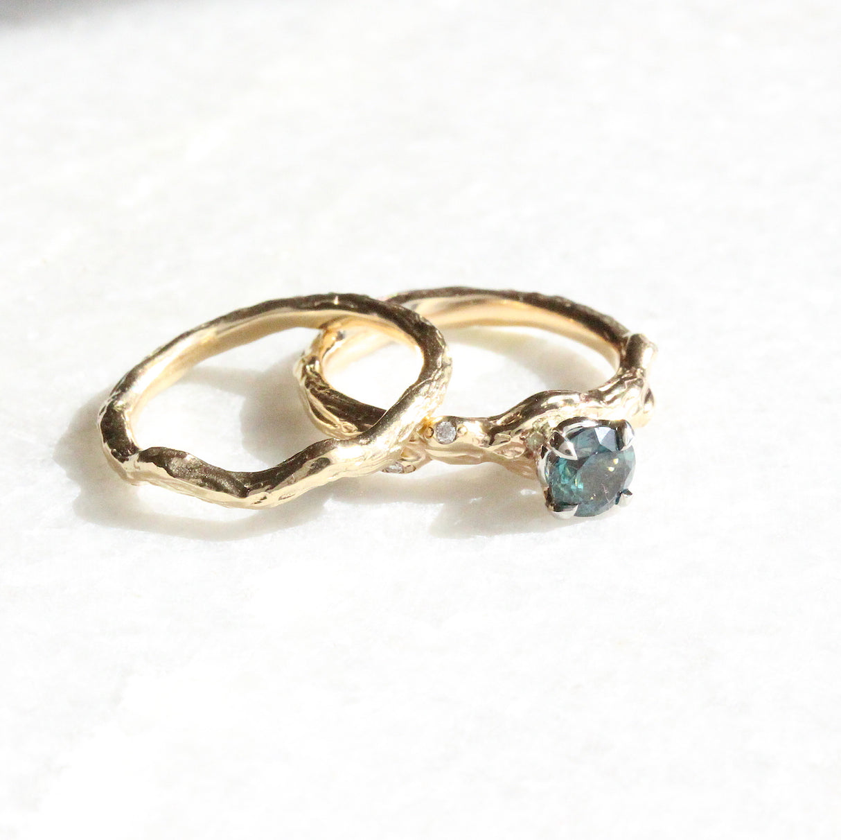 Nature-Inspired Sapphire & Diamond Branch Engagement Ring