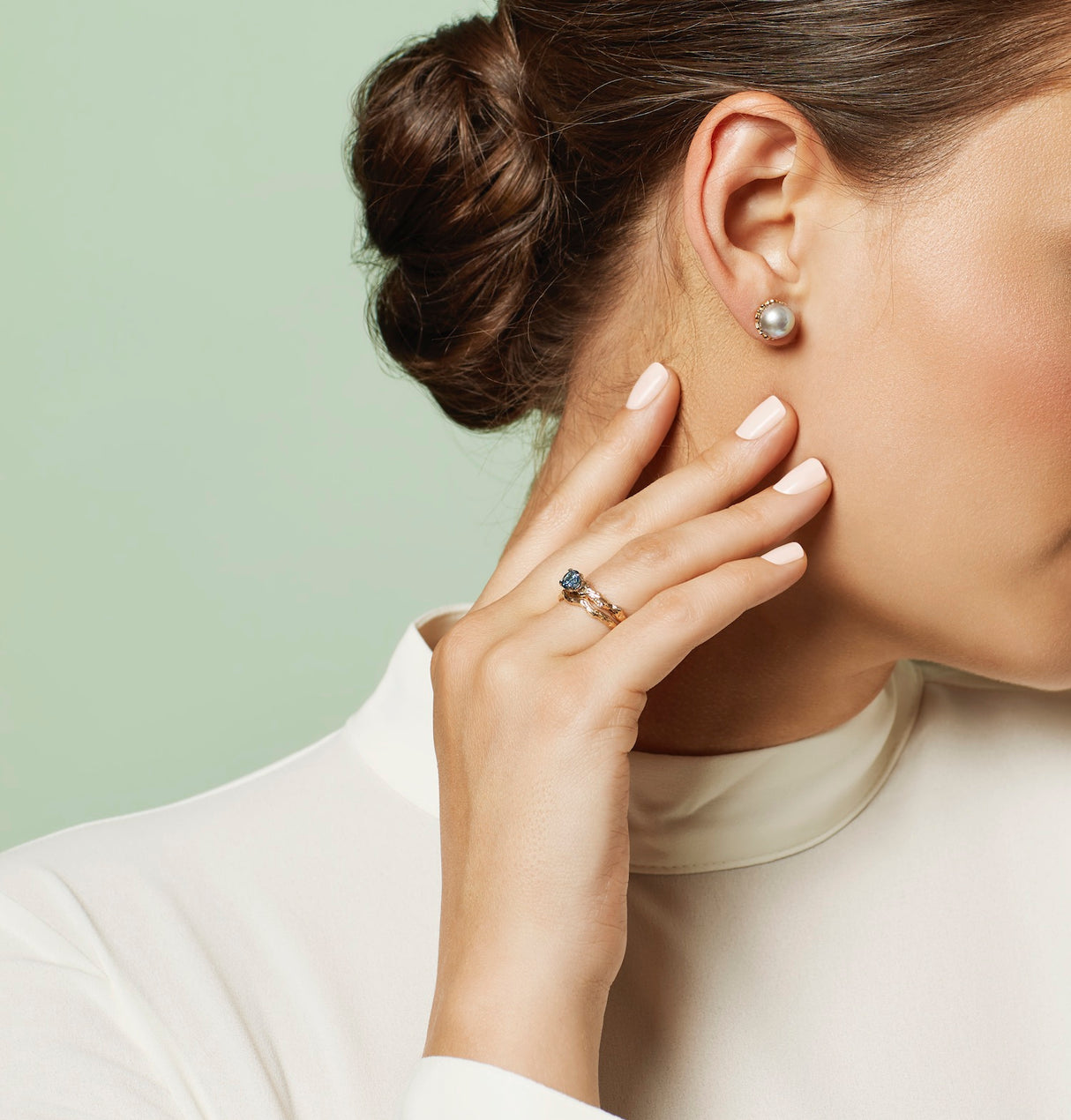 Nature-Inspired Sapphire & Diamond Branch Engagement Ring