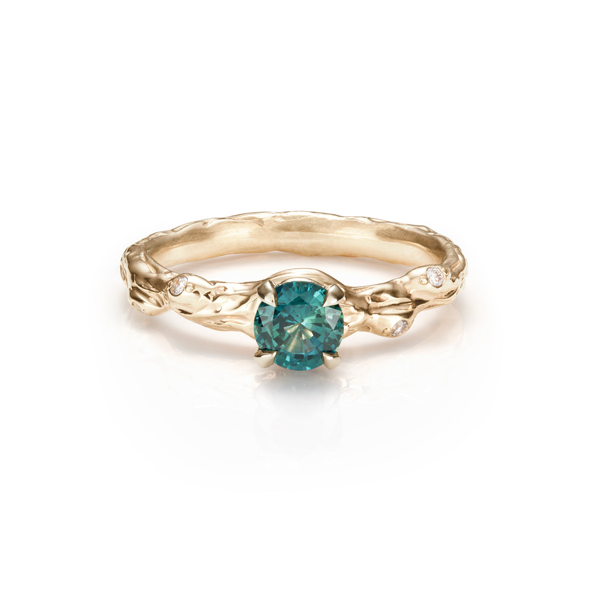 Nature-Inspired Sapphire & Diamond Branch Engagement Ring