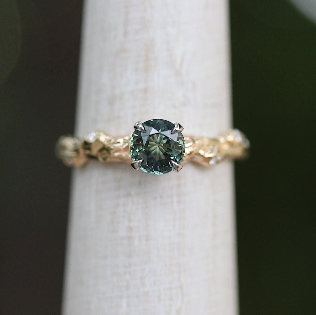 Nature-Inspired Sapphire & Diamond Branch Engagement Ring