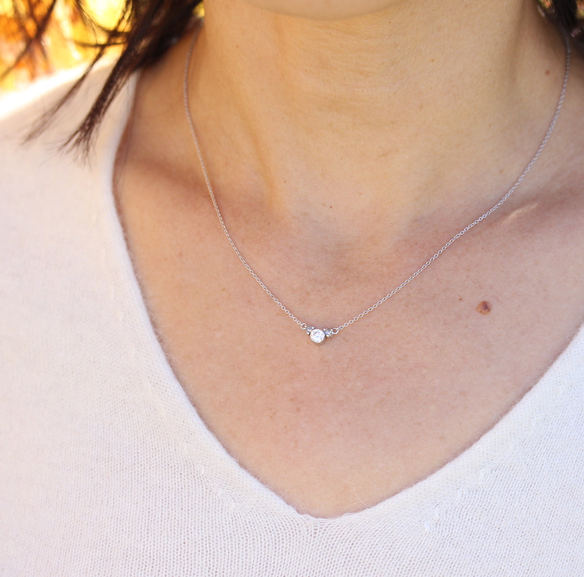 Moissanite and rose cut diamond necklace