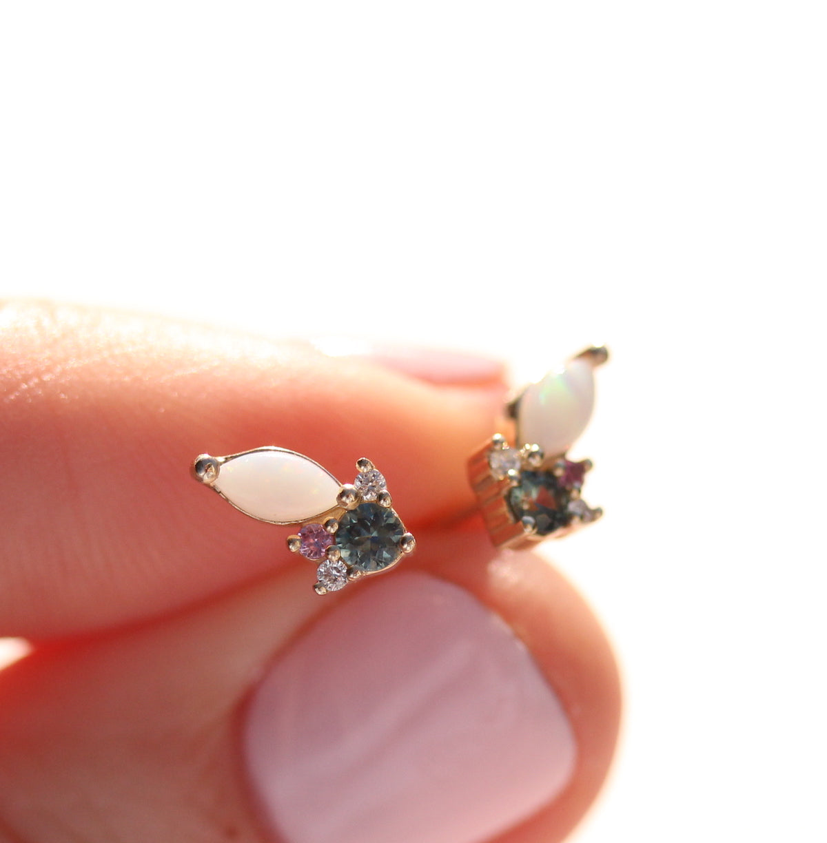 Gold Cluster Gemstone Stud