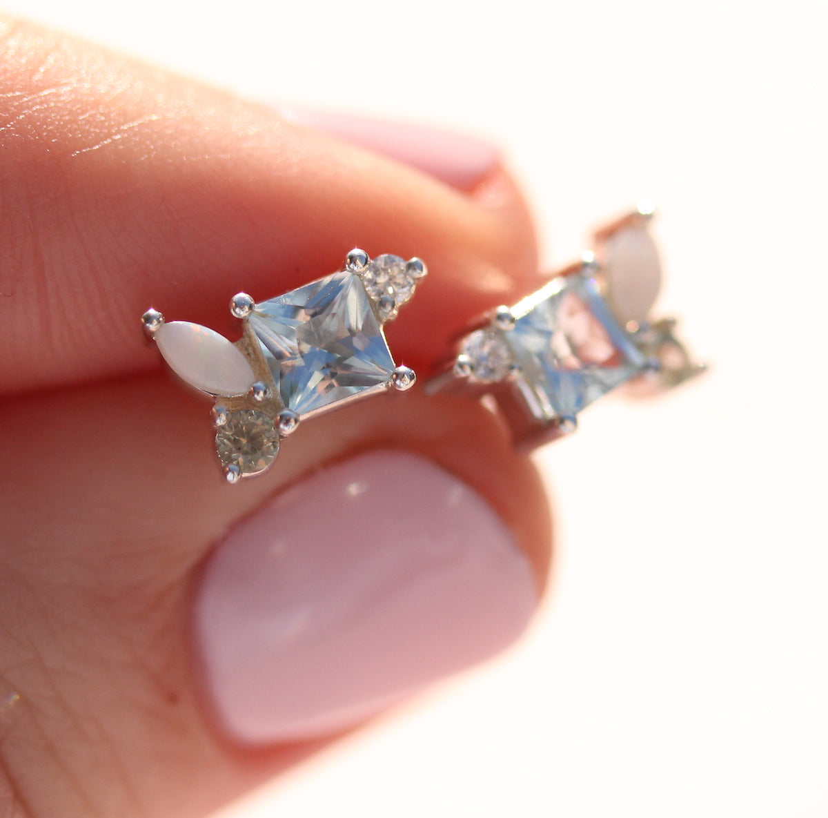 cluster gemstone studs