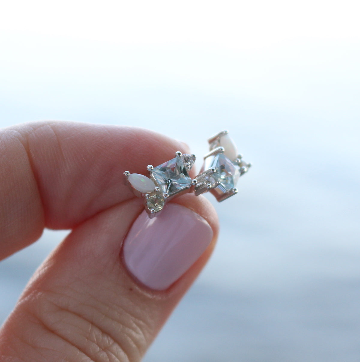 cluster gemstone studs